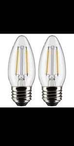 2 Pack Satco S21701 LED Filament Bulbs B11 2.5W =25W Medium E26 2700K Warm White - Picture 1 of 6