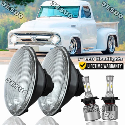 Pair 7" Projector LED Headlights fit Ford F-100 Pickup 1953 1954 1955 1956 1957 - Изображение 1 из 4