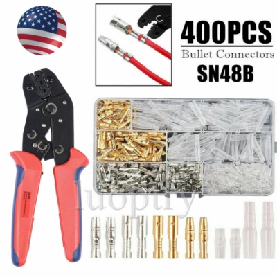 400PCS MOTORCYCLE WIRING HARNESS LOOM BULLET CONNECTORS 3.9MM BRASS ELECTRICAL - Image 1 of 4