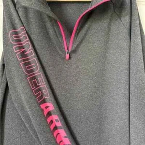 Under Armour YLG Gray and Pink Quarter-Zip Tech Top Pullover GUC - Picture 1 of 5