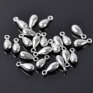 50pcs Teardrop Beads Metal Pendant Drops Jewelry Making Earrings Findings 12x5mm - Picture 1 of 12