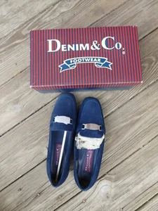 Denim & Co. Women´s Navy Blue Shoes, Suede Leather Sz: 9M New Box Slipon Loafer - Picture 1 of 5