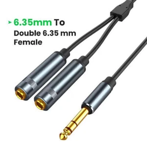 6.35mm 1/4 inch Stereo Plug Male to Dual Jack Female Y Splitter Cable Audio Cord - Picture 1 of 5