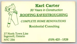 Business Card Ingersoll ON Karl Carter Contractor Power Doors Double Sided - Picture 1 of 2