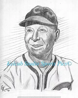 Impresión artística de grafito John Red Corriden Chicago Cubs White Sox firmada original 1940 Foto 1 de 4