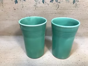 Vintage Set Of 2 Fiestaware HLC Green Small Juice Water Tumbler Cup - Picture 1 of 6