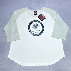 Vintage 90s Disney Global Explorers Club Mickey Mouse Raglan Shirt Size XL Youth - Picture 1 of 11