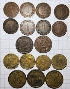 Repubblica di Weimar. Reichsmark 1924-38.Lotto monete tutti diversi, guarda foto - Foto 1 di 4