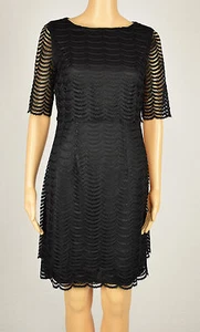 American Living Womens Black Mesh Popover Sheath Dress 4 - Picture 1 of 3