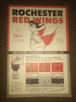 Vintage 1959 Rochester Red Wings Baseball Scorecard unscored  - Image 1 of 4