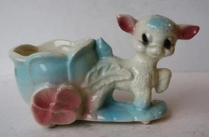 Lamb Sheep Figurine Nursery Planter Flower Vase Ceramic Porcelain Hand Painted - - Picture 1 of 1