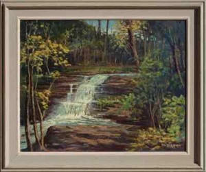WILLIAM A. COUPER (1891-1972) Waterfall at Pearson's Falls North Carolina oil - Picture 1 of 5