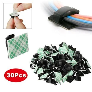 30Pcs Self Adhesive Stick-on Cable Ties Wire Cable Base Clamp Clip Holder Kit AU - Photo 1/12