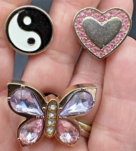 Croc Crocs Shoe charms Authentic Yin Yang Rhinestone Heart Butterfly Jibbitz - Picture 1 of 6
