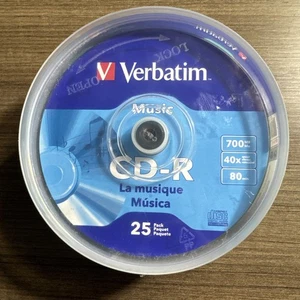 Verbatim Music CD-R 80 Min 40x Speed 700 MB 25 Pack Spindle CD NEW SEALED - Picture 1 of 4