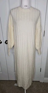 NWT Mango MNG Women Cream Crew Neck Ribbed Long Jumper Dress Size XS - Picture 1 of 15