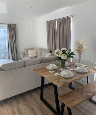 Reclaimed Wood Industrial Dining Table With Bench - Image 1 of 4