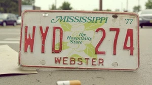 Mississippi License Plate 1977 Tag # WYD-274 Red/White Good Cond. Webster Co. - Picture 1 of 1