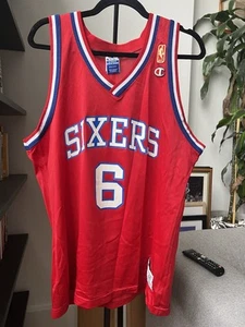 Gold Logo Julius Erving Champion Jersey Philadelphia 76ers Mens 44 (L) NBA Dr. J - Picture 1 of 8