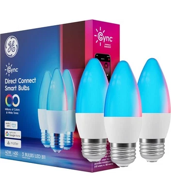 Ge Cync Smart Led Light Bulbs, Color Changing Decorative Light Bulbs, Indoor. A8 - Image 1 of 4