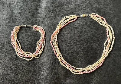 Süßwasserperlen-Set - Kette & Armband 5-reihig - Bild 1 von 4