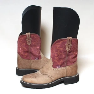 Womans Justin Gypsy Boots Size 9 B Burgundy Leather Cowgirl Western Boot - Picture 1 of 7