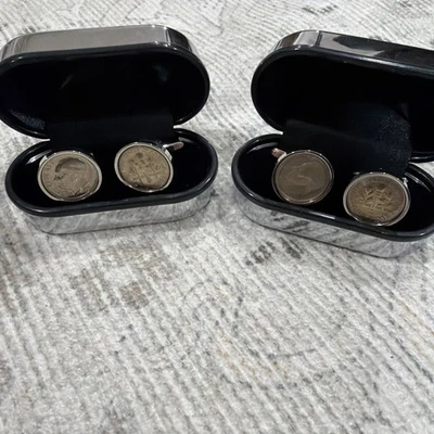 Gemelos de diez centavos Roosevelt 1990 vintage - enchapados en rodio - accesorio genuino para monedas de Estados Unidos Foto 1 de 4