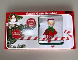 Mr. Christmas Motion Animated Tree Branch Acrobat Candy Cane Elf, Red - Picture 1 of 8