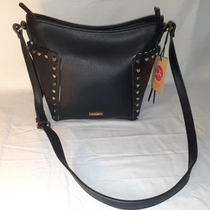 Pinkstix Black Vegan Leather Shoulder Bag with Gold Hardware NWT 11x4 - Picture 1 of 16