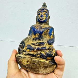 Antique Leklai Quartz Crystal Buddha Statue Blue Stone KruHod Thai Amulet #17978 - Picture 1 of 11