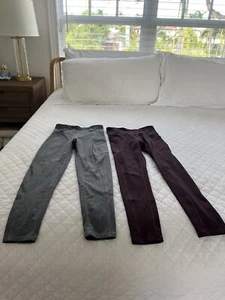 Gap Teen Girls 2 Pairs Leggings Grey Burgundy Size Small Medium - Picture 1 of 9