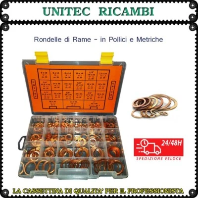 Rondella rame scatola in pollici e metriche cassetta assortimento da 344 pz - Imagen 1 de 4