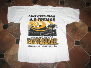 (L)Vintage I Survived Los Angeles Earthquake California January 17, 1994 T-Shirt - Picture 1 of 2