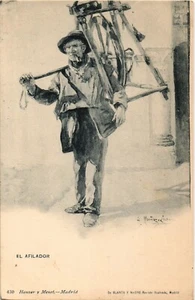 Spagna Vecchia cartolina d'epoca Hauser y Menet El afilador (1563) - Foto 1 di 2