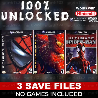 Spider-Man 1 2 3 Gamecube Nintendo Memory Card Unlocked 100% Completed Saves - Image 1 of 3