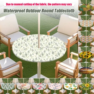 Copritavolo Rotondo da Esterno Impermeabile Patio Foro Ombrellone Tovaglia Elastica - Foto 1 di 31