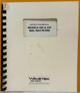 Wavetek 1985 Models 432 & 422 Dual HI/LO Filters Instruction Manual. - Picture 1 of 2