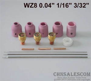 15 pcs TIG Welding Torch Gas Lens Kit WP-24 WP-24W WZ Tungsten 0.04" 1/16" 3/32" - Picture 1 of 6