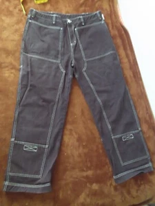 Liquid Lagoon Men’s Skater Wide Leg Rigid Work Jeans Black White Stitch 38x28 - Picture 1 of 14
