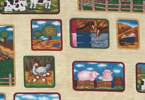 Farming Themed Cotton Fabric 115cm wide (per metre) - Picture 1 of 1