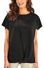 Soft Surroundings Go Lively black dolman short sleeve draped front tunic top S