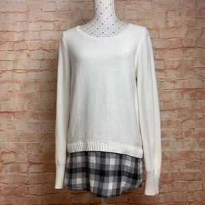 Suéter BASS Top Talla M Blanco Marfil Vestido Informal Mangas Largas Preppy - Imagen 1 de 6