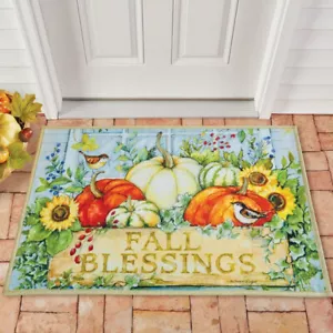 Fall Blessings Autumn Harvest Pumpkins Door Mat Non-Slip Indoor Outdoor 30x20 - Picture 1 of 3