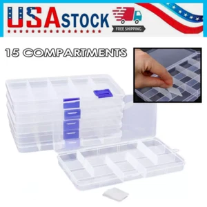 6 Pack Clear Jewelry Box Plastic Bead Storage Craft Container Earrings Organizer - Picture 1 of 14