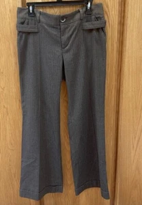 Anthropologie Cartonnier Wide Leg Cuffed Brown Pinstripe Pants Trousers 10 - Picture 1 of 6