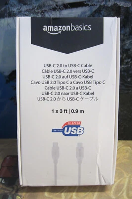 USB-C 2.0 TO USB-C CABLE AMAZON BASICS  (3 FT) - Image 1 of 3