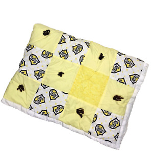 Harry Potter Patchwork Quilt Hufflepuff Handmade Lap Blanket Yellow White Tied
