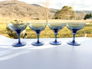 Set 4 Bicchieri Champagne Vintage Noritake Viewpoint Blu 4 1/2" Cristallo - Foto 1 di 8