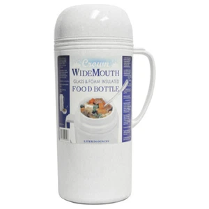 Brentwood Raz10 1.0L Wide Mouth Glass Vacuum / Foam Insulated Food Thermos - Picture 1 of 8