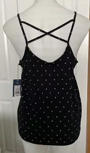 Universal Thread Women Medium Black Ebony Print NWT Cross Cross Tank Top - Picture 1 of 6